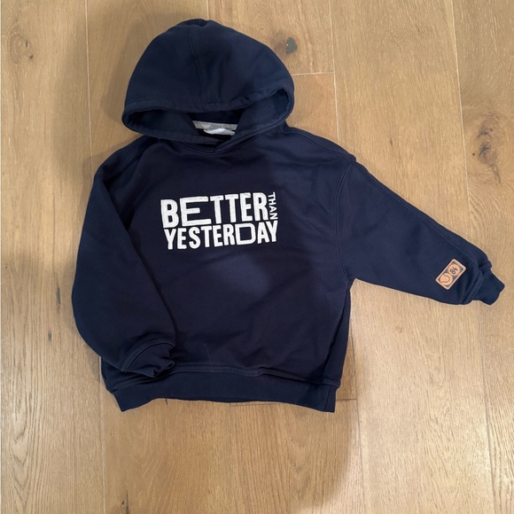 Mango Navy Blue Kids Hoodie with Motivational Print - Picture 1 of 2